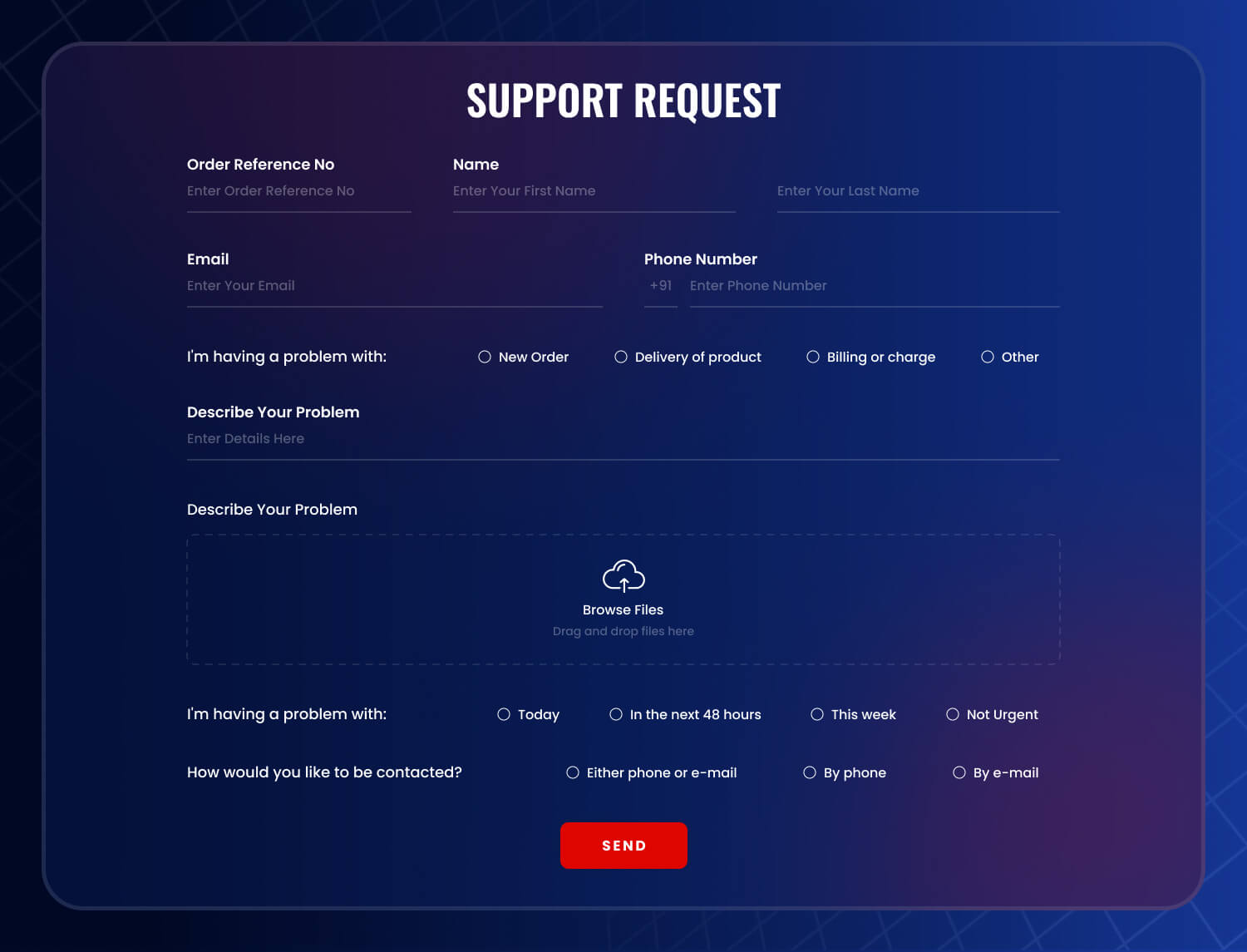 Support or Help Request Form