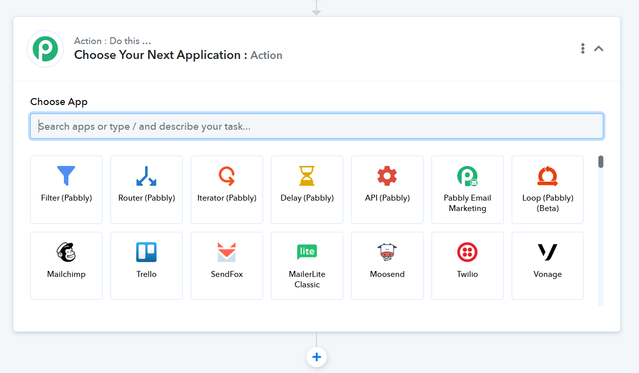 Add an Action App in Pabbly