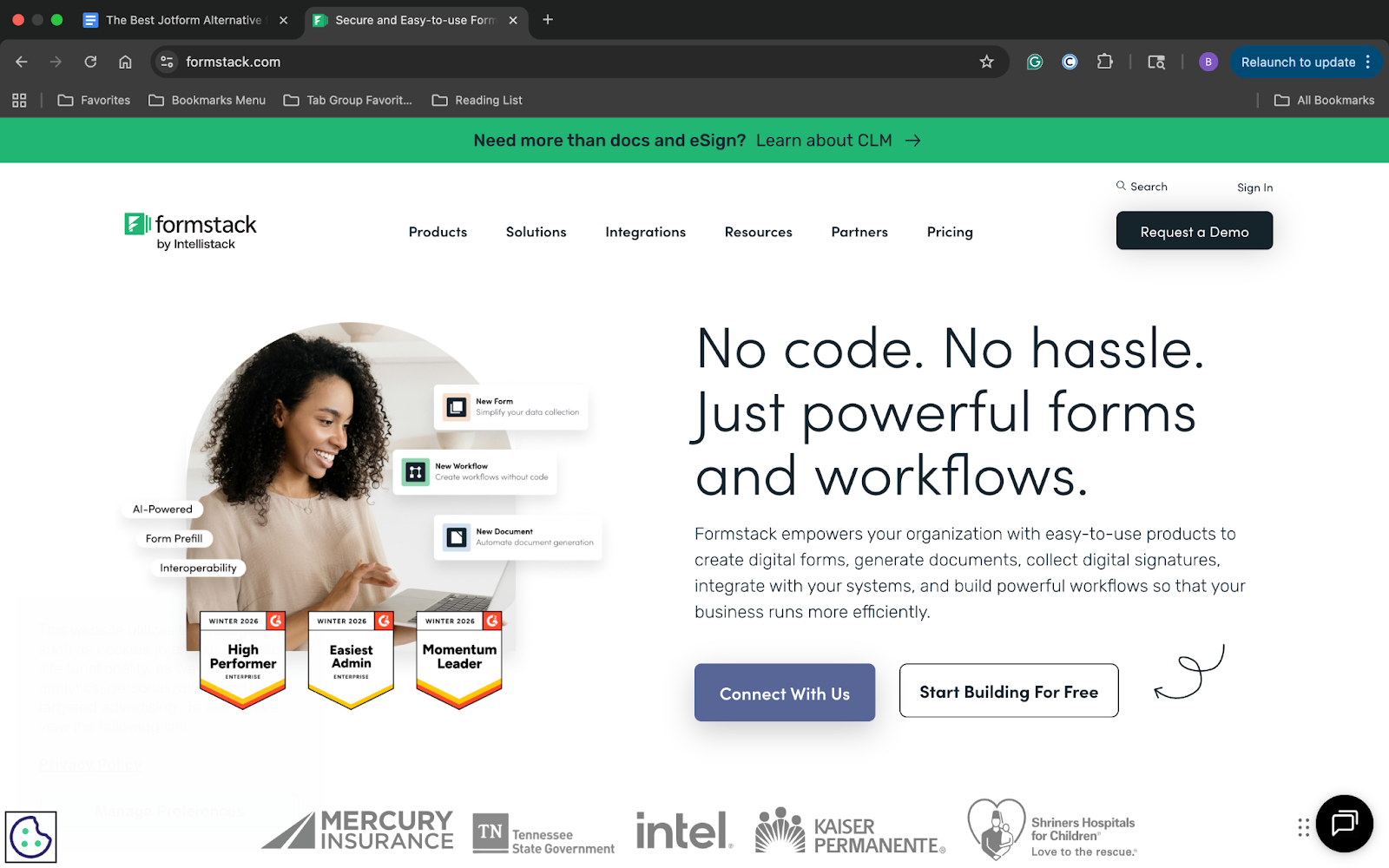 Formstack landing page