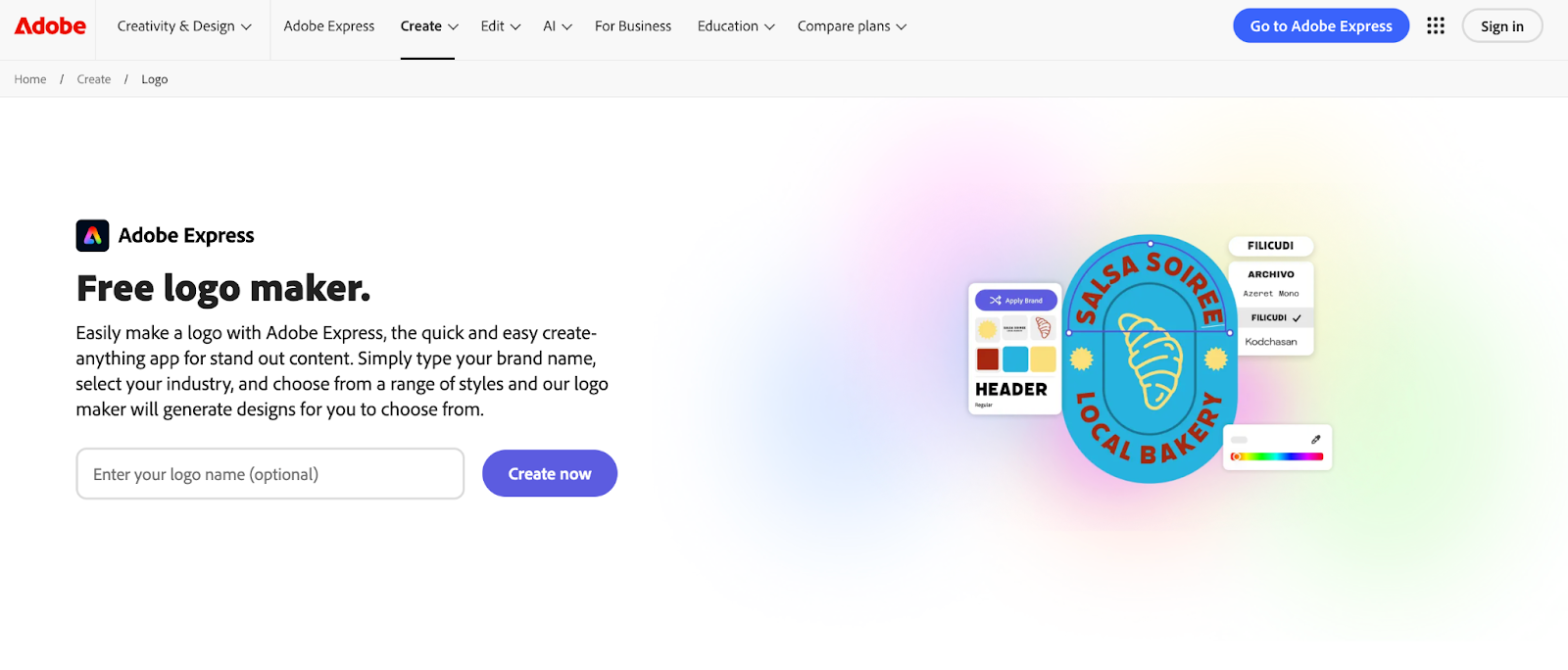 Adobe Express logo maker.