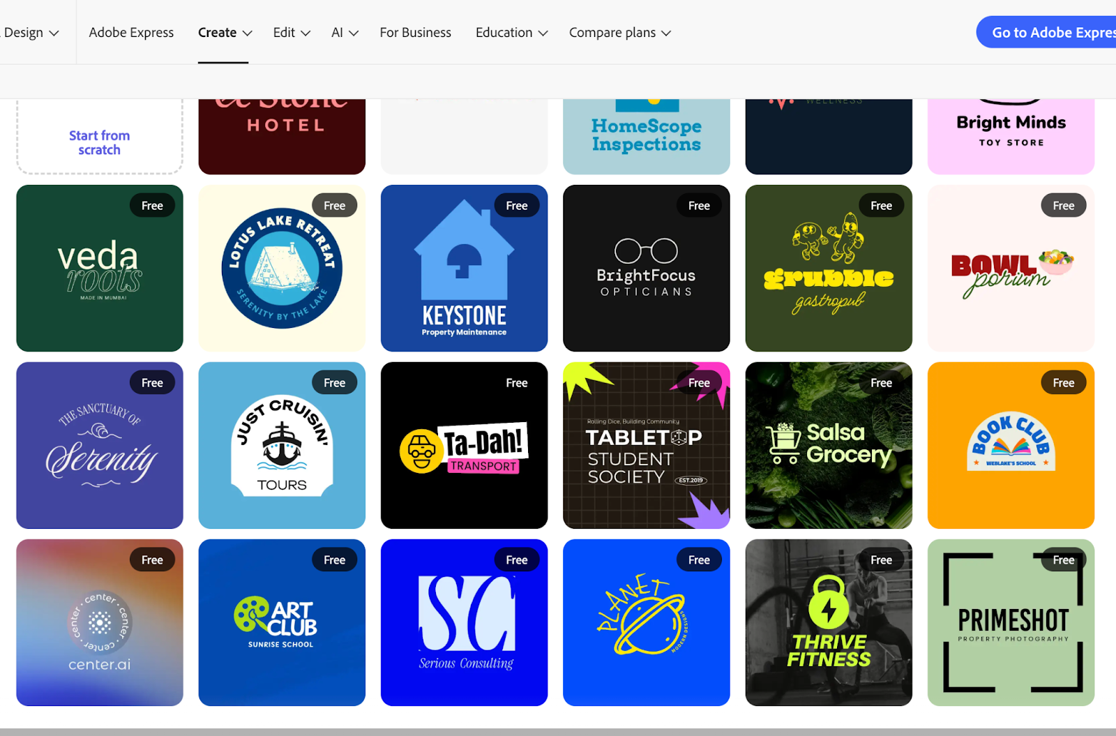 Adobe Express logos.