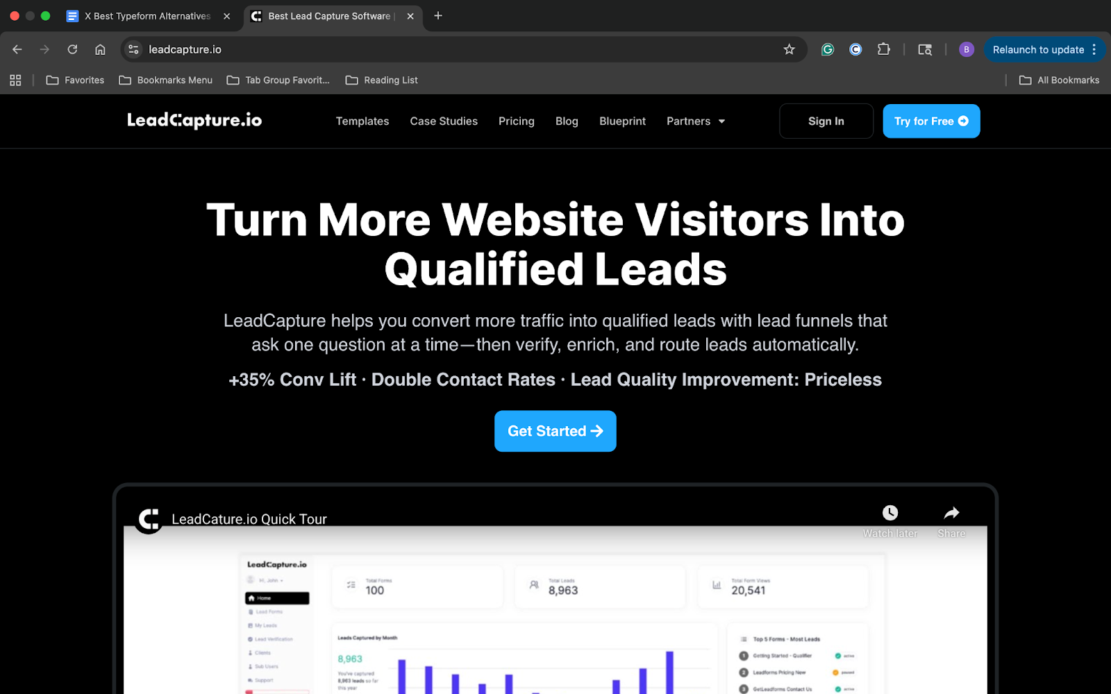 LeadCapture homepage