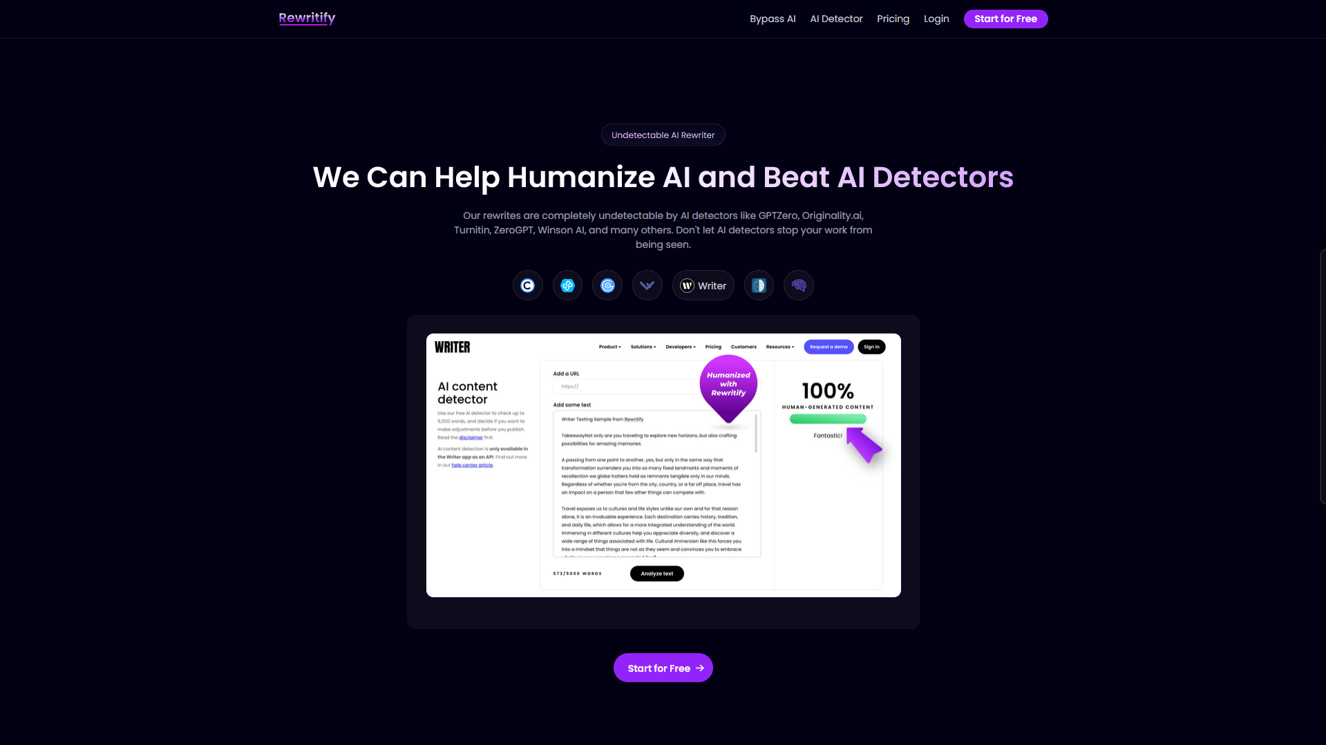 Rewritify AI Homepage