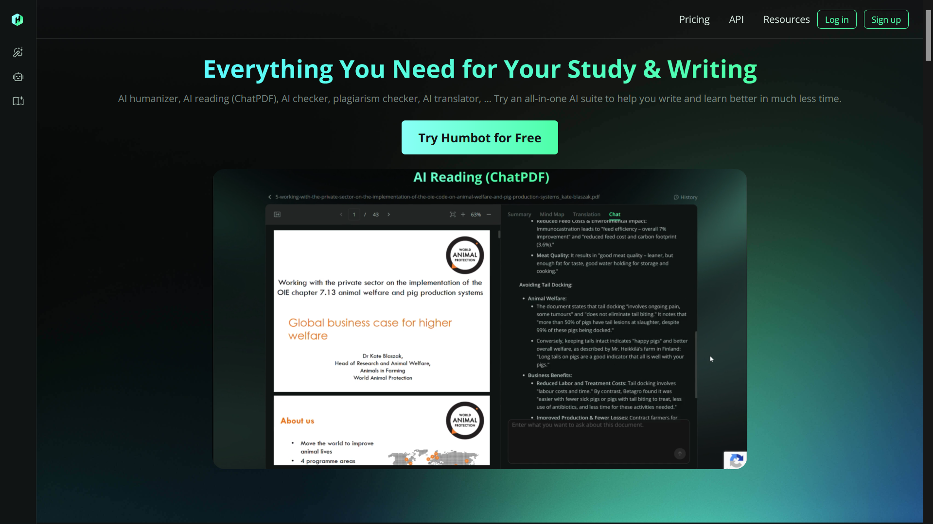 Humbot AI Homepage