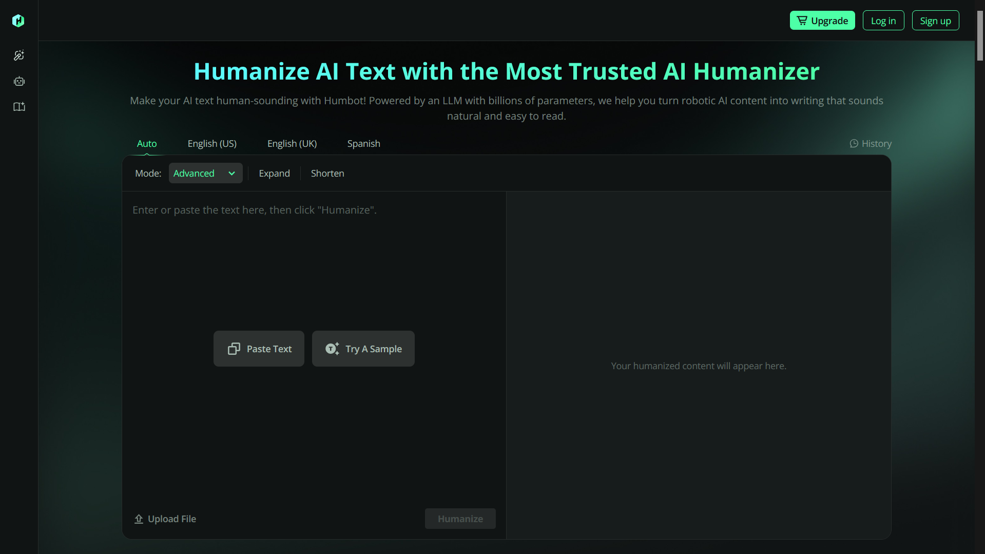 Humbot AI Homepage