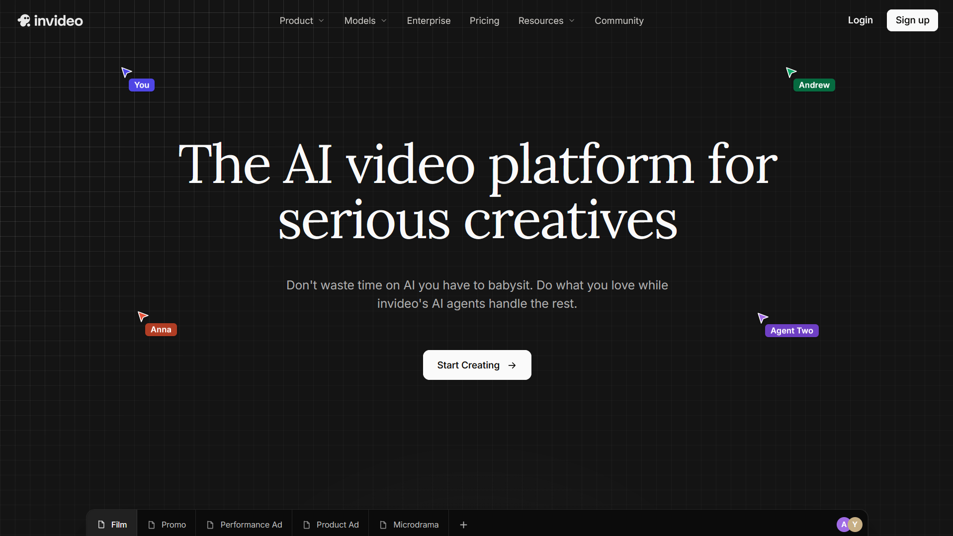 Invideo AI Homepage