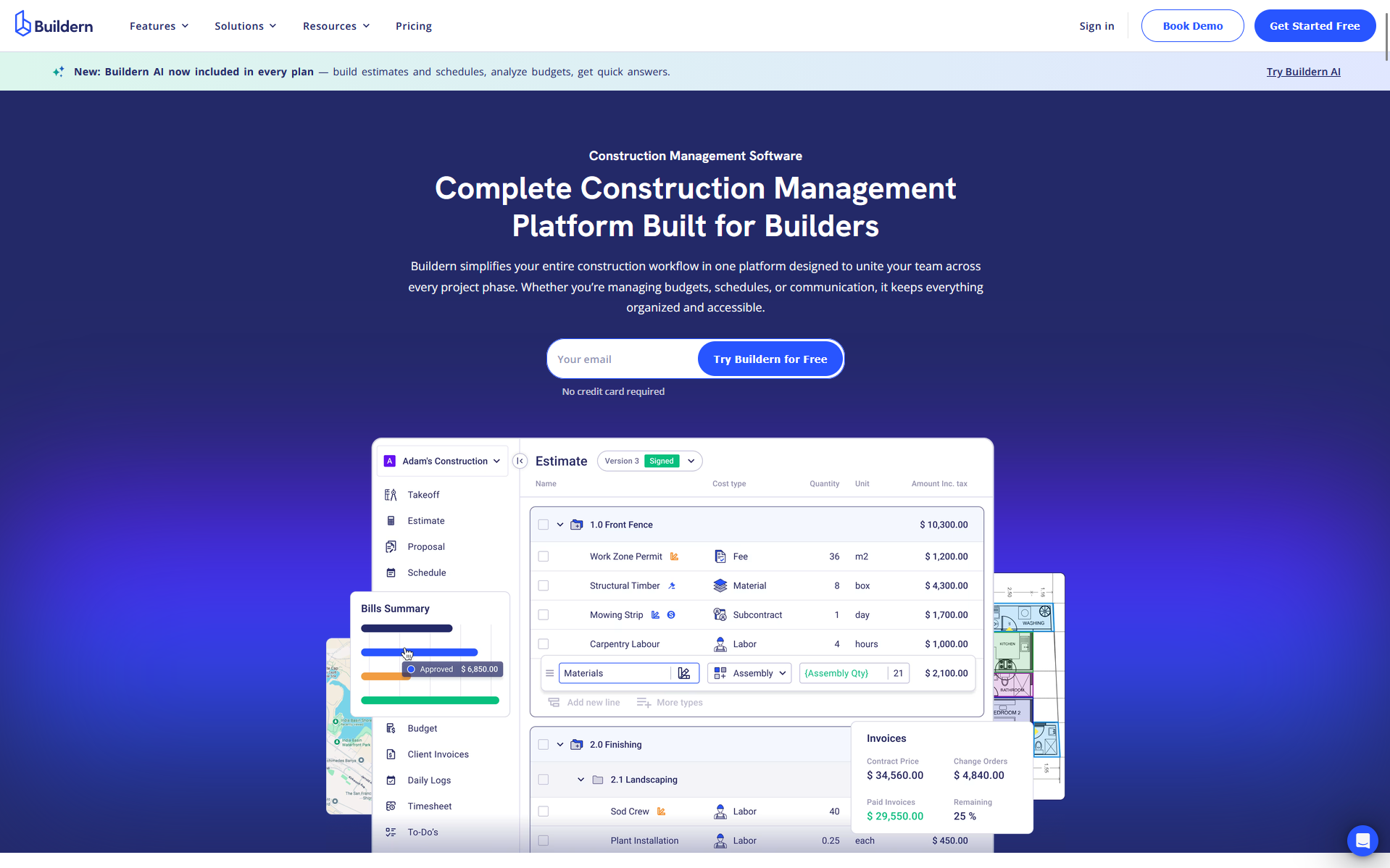 Buildern Website Homepage