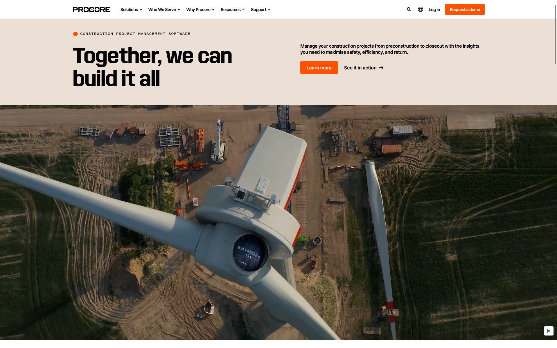 Procore Website Homepage